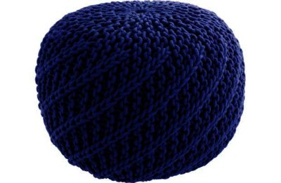 Habitat Knot Blue Knitted Round Pouf Footstool